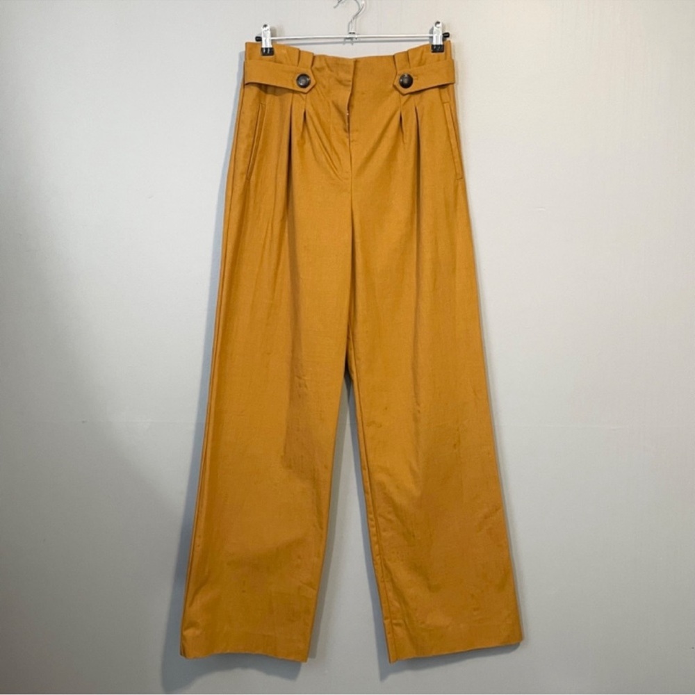 Sezane Armando Yellow Ochre Cotton Wide Leg Trouser Size 40 (8) Like New! - Picture 2 of 6